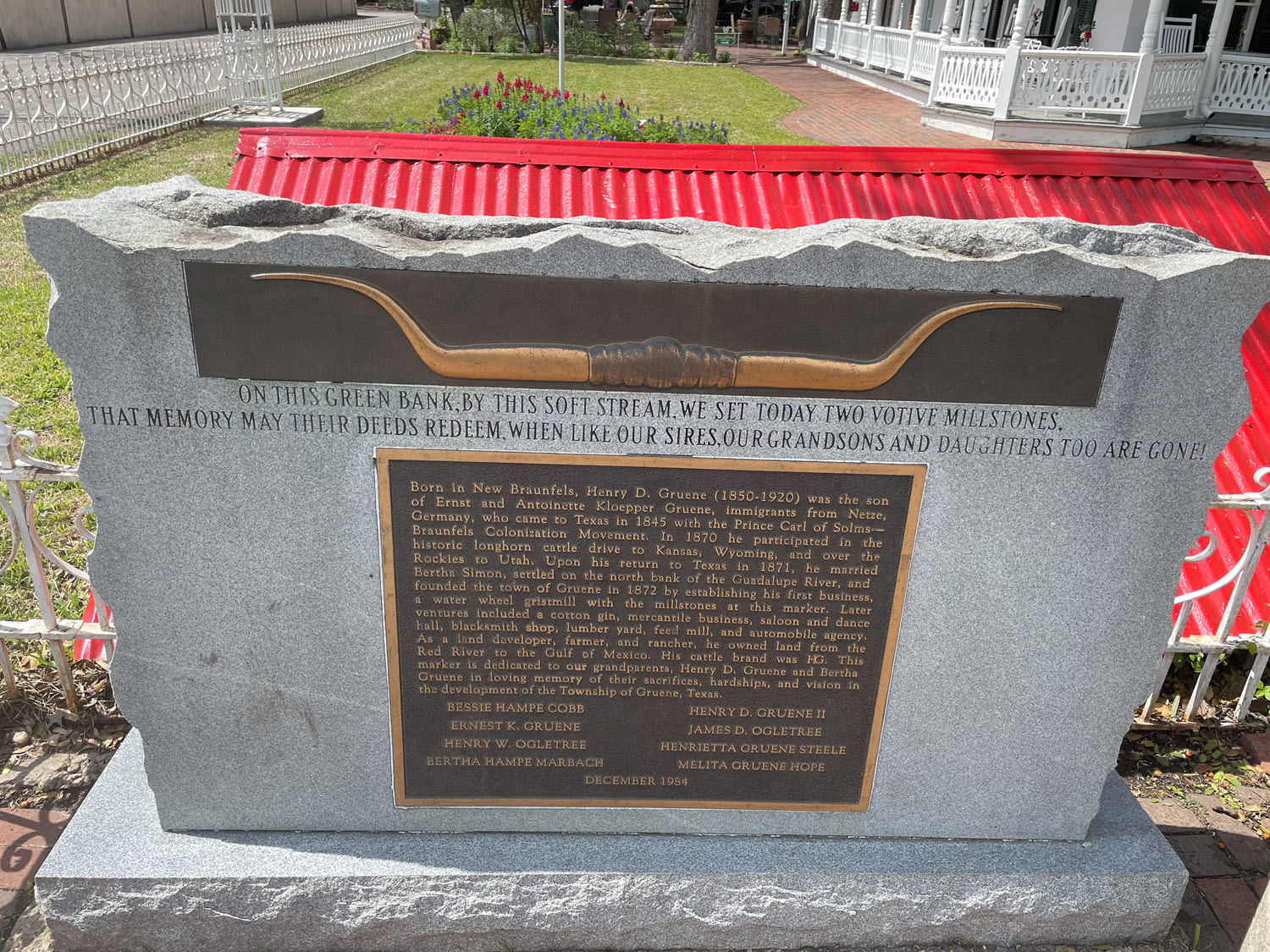 Historical Marker outside of Gruene Mansion Inn