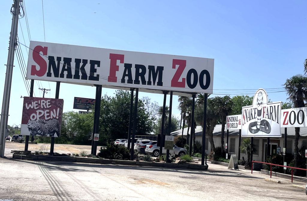 Animal World & Snake Farm Road Sign