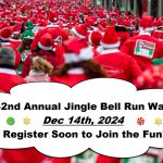 People Running at a Event while Dressed in Santa Costumes