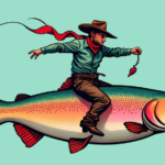 Cartoon of a Cowboy Riding a Trout for Troutfest 2025