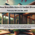 Graphic of a modern home and garden outside with banner saying "Home and Garden Show Feb 8 and 9th 2025"
