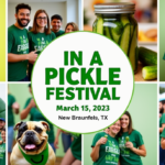 Pickle Festival Main Photo Collage, Happy People, Pets, and Pickle Costumes
